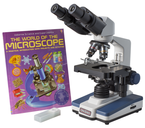 Omano OM118-B4SL LED Compound Student Microscope 40X-1000X Gift Package