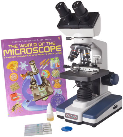 Omano OM118-B4L LED Compound Student Microscope 40X-1000X Gift Package