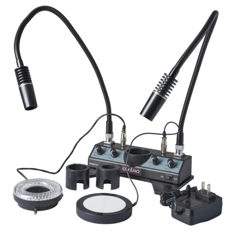 Omano OMLED-DPRL LED Illuminator with Dual Pipes, Ring and Stage Lights