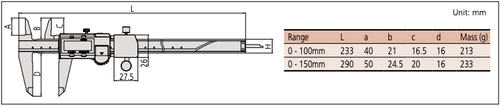 Mitutoyo ABSOLUTE Snap Caliper Series 573 Dimension