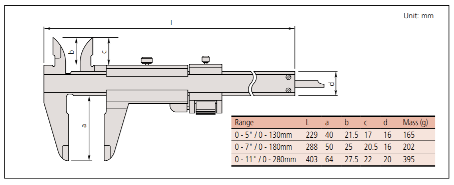 Mitutoyo Vernier Caliper Series 532 - with Fine Adjustment Dimension